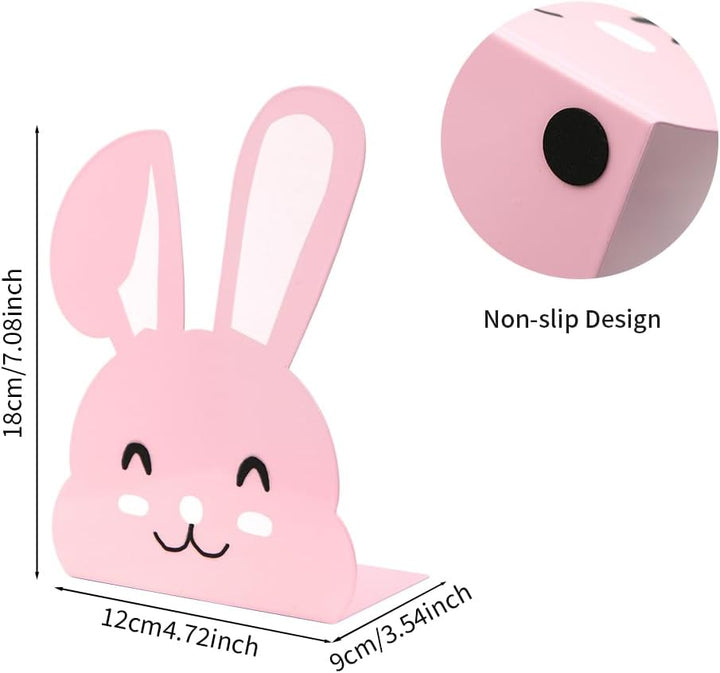 1 Paar niedliche Metall-Buchstützen, Cartoon-Tier-Hase, lange Ohren, rutschfest, Eisen, Buchstütze,