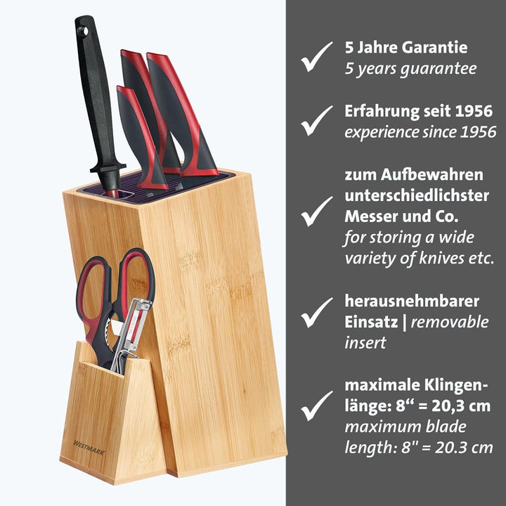 Westmark Messerblock – Messerhalter aus Holz, stabile Halterung für Küchenmesser, pflegeleichter Mes