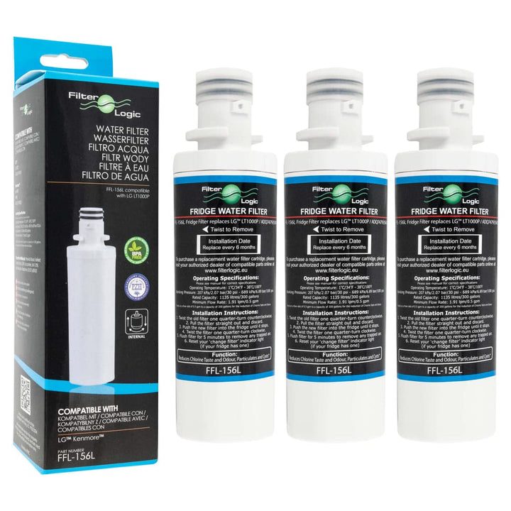 FilterLogic FFL-156L | 3x Kühlschrank Wasserfilter kompatibel mit LG LT1000P ADQ747935 ADQ74793501 W
