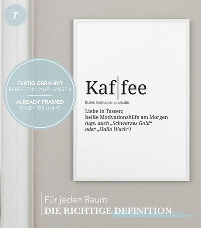 Papierschmiede® Definition: Kaffee, DIN A3 fertig gerahmt (Rahmen: Material und Farbe wählbar), Wand