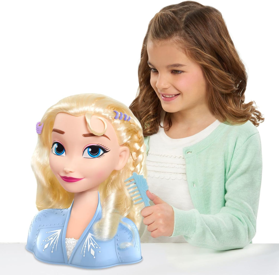 Just Play Disney Frozen 2 ELSA die Schneekönigin Frisierkopf Deluxe 20cm mit 14 Zubehörteilen für St