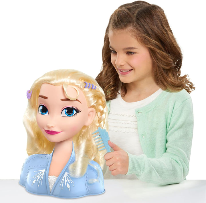 Just Play Disney Frozen 2 ELSA die Schneekönigin Frisierkopf Deluxe 20cm mit 14 Zubehörteilen für St