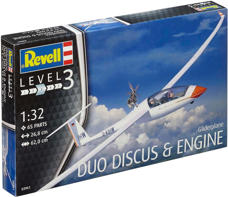 Revell 03961 10 Modellbausatz Gliderplane Duo Discus & Engine im Massstab 1:32, Level 3