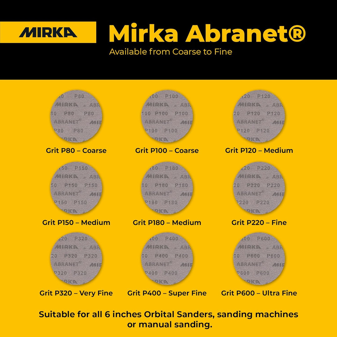 Mirka 9 a-241–180 6 Körnung 180 mesh Schleifmittel Staub Schleifscheiben, Box von 50 Scheiben Grit 1