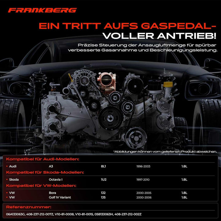 Frankberg Drosselklappe Drosselklappenstutzen Kompatibel mit A3 8L1 1.8L 1996-2003 Oct.avia I 1U2 1.