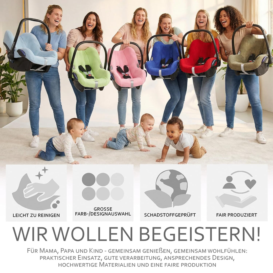 Frottee Sommerbezug [Schonbezug für Babyschale] Autositz kompatibel mit Maxi Cosi Cabrio Fix + GRATI