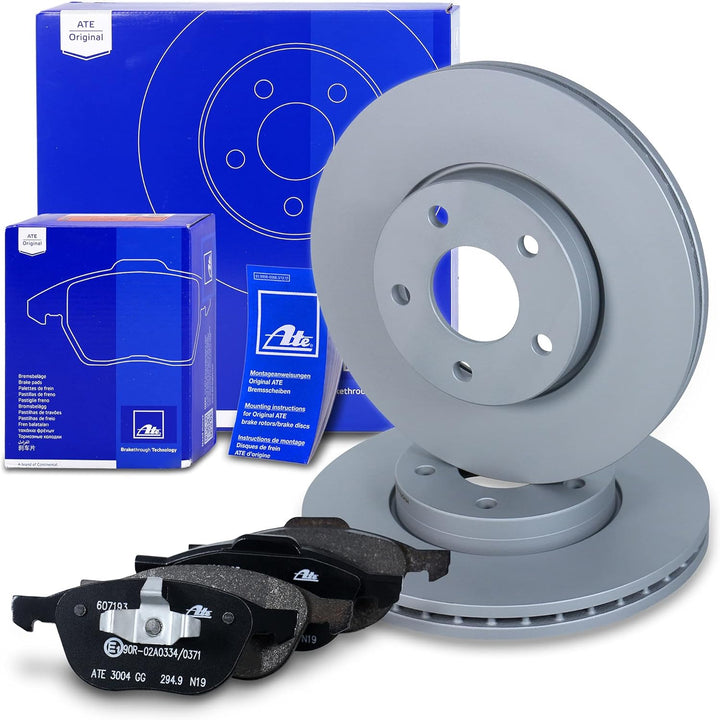 ATE Bremsenset Vorderachse inkl. Bremsscheiben vorne Ø 278 mm belüftet und Bremsbeläge vorne Kompati