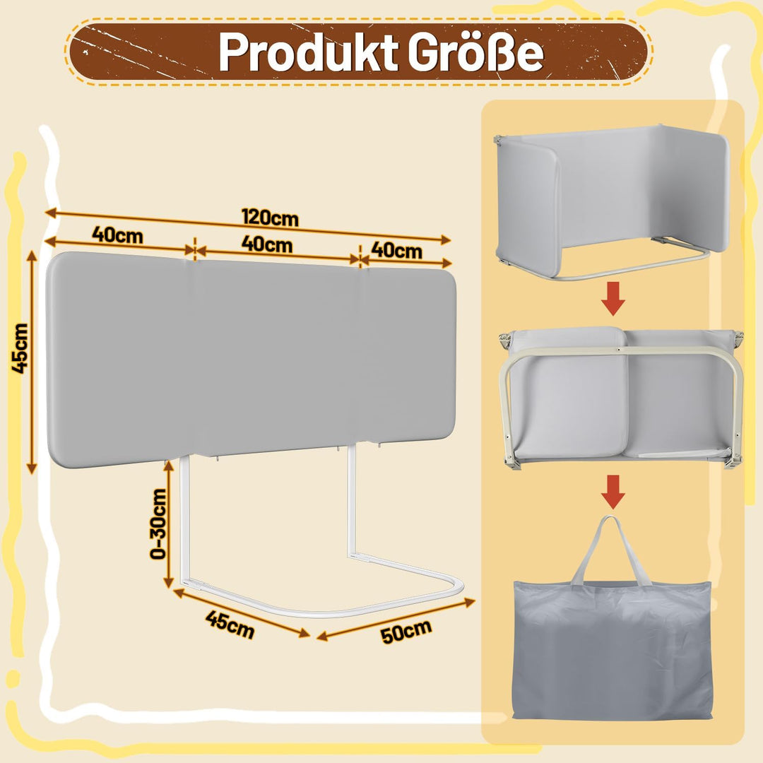 Rausfallschutz Bett 120cm, Tragbare Bettgitter Höhenverstellbar 120cm x 45cm, 120cm x 45cm
