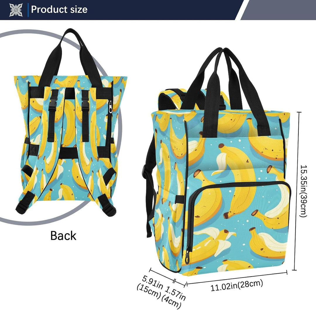 Leuchtend Gelbe Bananen Wickeltasche,Reiserucksack Grosse Kapazität,Tragetasche für Mütter Väter Fra