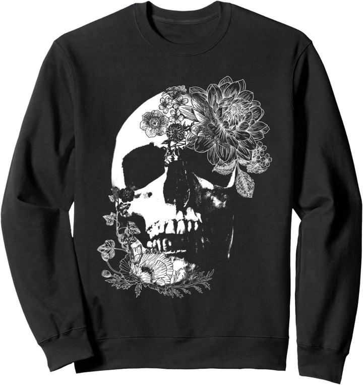 Classic Gothic skull, flowers and skull, Halloween graphic Sweatshirt