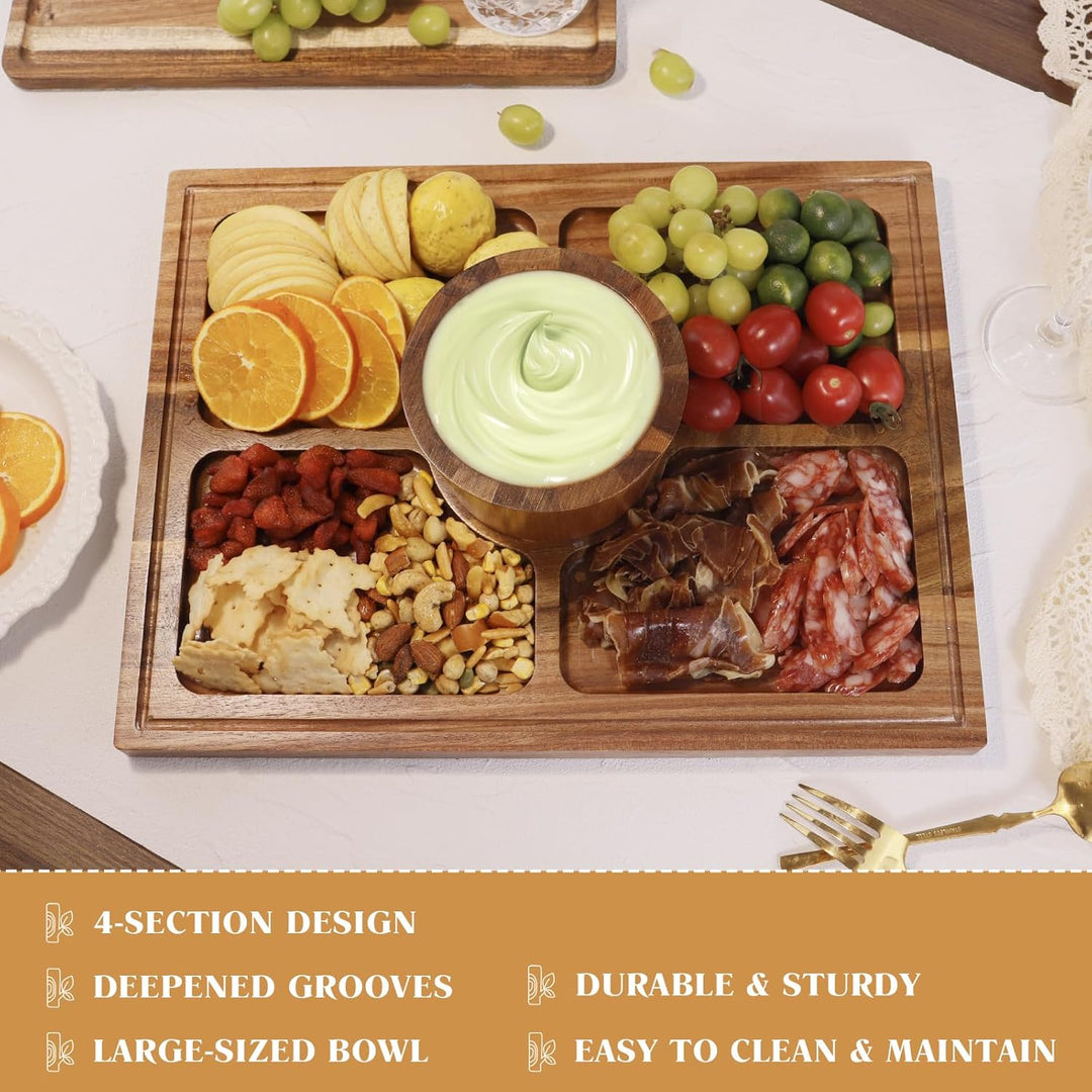 Holz Kuchen Stand mit Deckel.2-in-1 rechteckige Dessert Tisch Display Set und Charcuterie Board mit