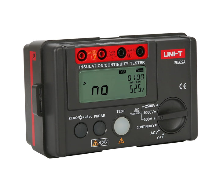 Uni-T UT502A Isolationswiderstandsprüfer Erdungsmesser Megometer Voltmeter mit LCD-Hintergrundbeleuc