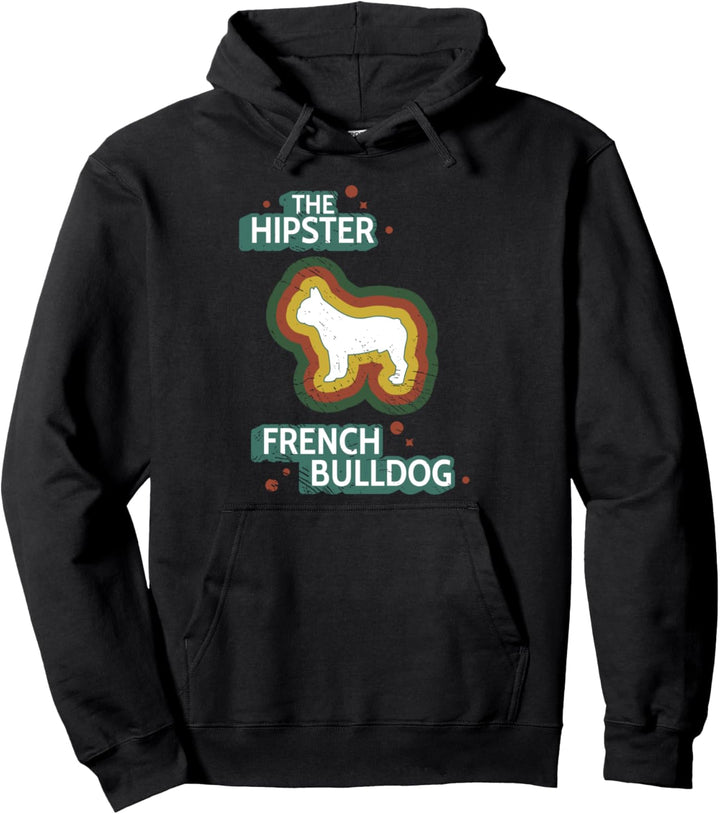 Retro French Bulldog - Vintage Hipster Frenchie / Dog Lover Pullover Hoodie