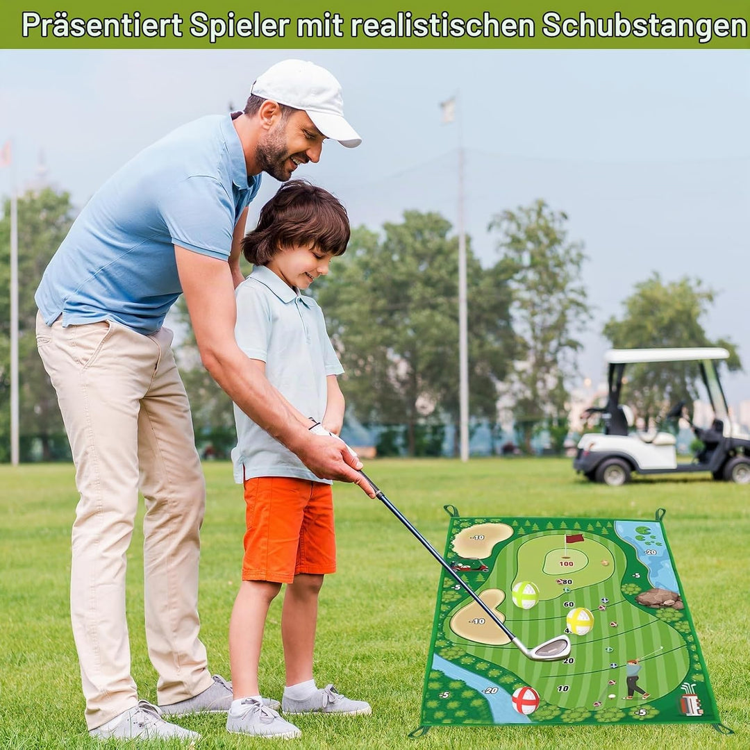 Golf Trainingsmatte Set, Golfspielset mit 16 Golfbällen und Scoreboard, Schlagmatte für Indoor und O
