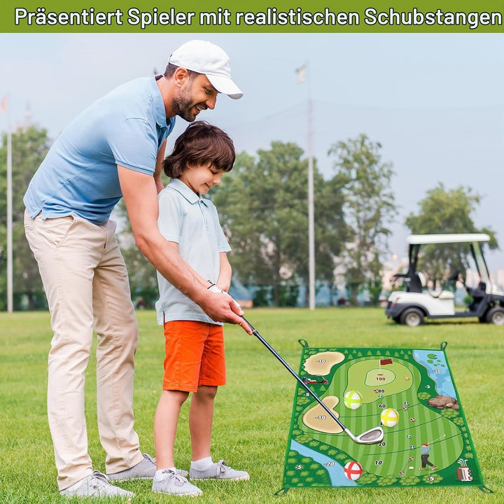 Golf Trainingsmatte Set, Golfspielset mit 16 Golfbällen und Scoreboard, Schlagmatte für Indoor und O
