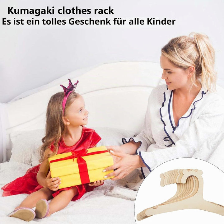25 Stück Kinderkleiderbügel Holz, Baby Kleiderbügel Kinder, Rutschfest, Braun, Unvollendet, Kleinkin