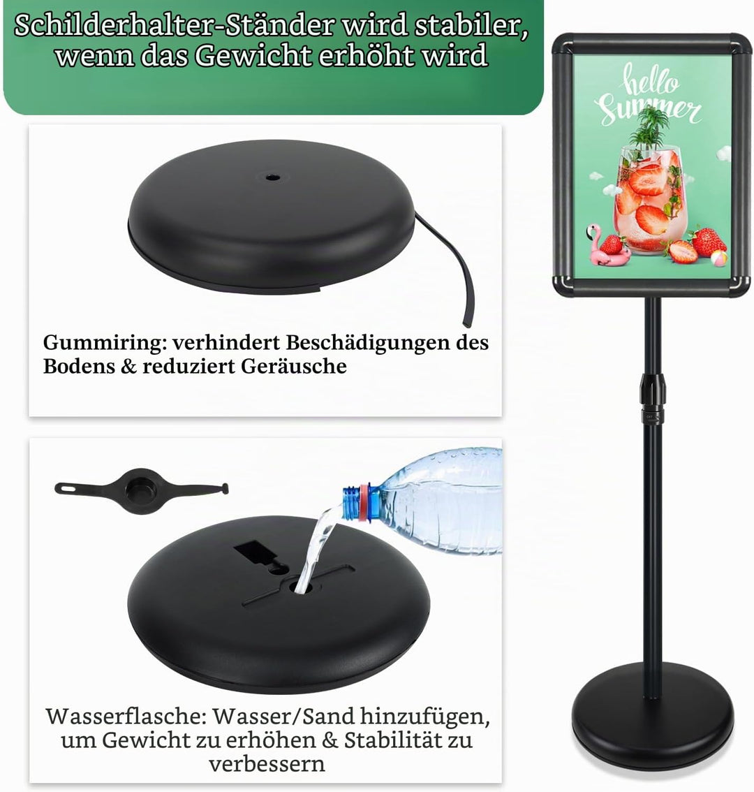 Mutualsign Infoständer A3 Aluminium Plakatständer Höhenverstellbar posterständer Informationsständer