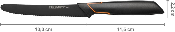 Fiskars 6 Stück Tafelmesser - Tomatenmesser Edge mit Wellenschliff rostfrei - Modernes Design - Schw