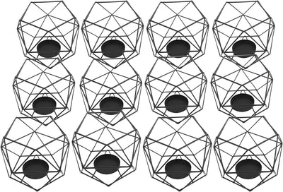 12 Stück Teelichthalter Kerzenhalter Metall Geometrisches Teelichter Kerzenständer Deko Wohnzimmer M