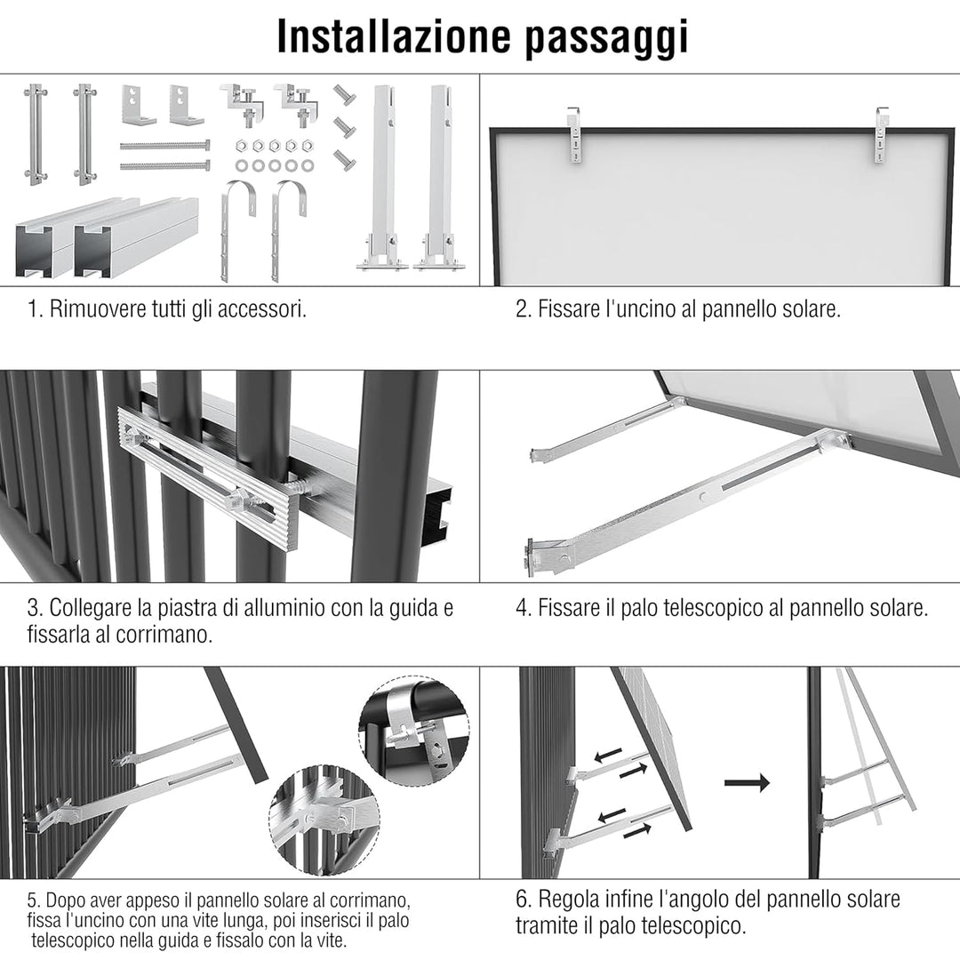 ULL Balkonkraftwerk Halterung Balkon für Alle Solarmodul I Robustem Aluminiumlegierung Solarpanel Ha