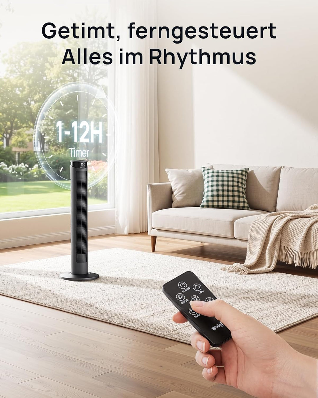 Ventilator sehr leise 25dB, Turmventilator sehr leise mit Fernbedienung, Standventilator sehr leise