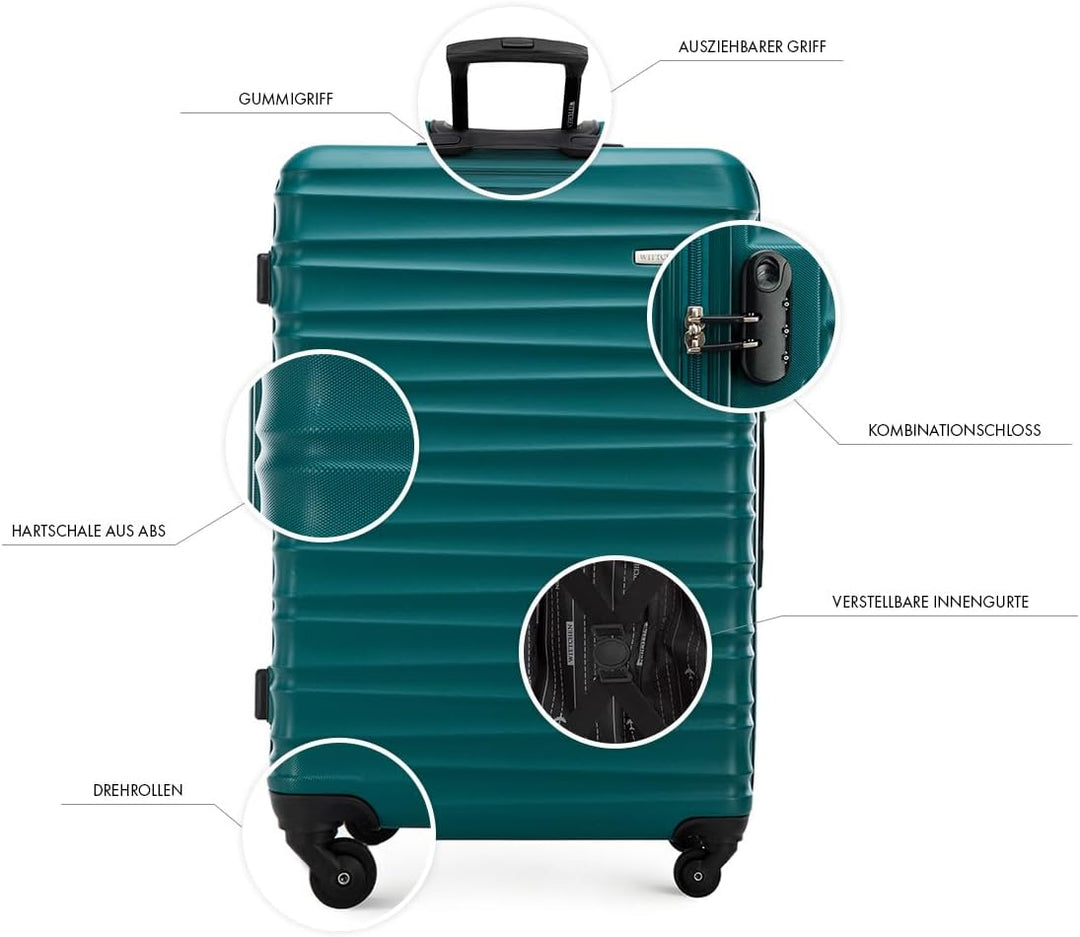 WITTCHEN Reisekoffer 3er Koffer-Set Rollkoffer Trolley Handgepäck Reisekofferset Gepäckset Hartschal