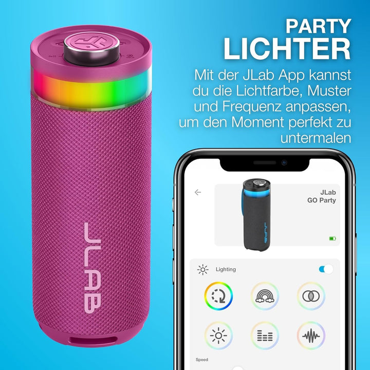 JLab Go Party Tragbarer Bluetooth Lautsprecher mit 16H+ Akkulaufzeit - 10W Drahtloser Outdoor Reise-