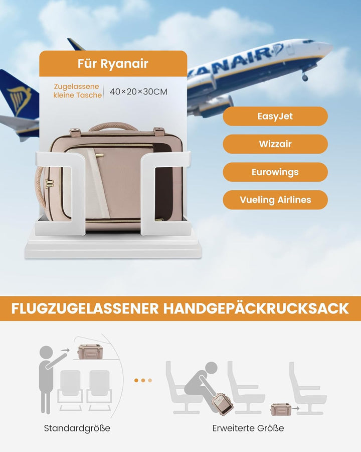 LOVEVOOK Ryanair Handgepäck 40x30x20, 24L Travel Handgepäck Rucksack für Damen und Herren, Ryanair R