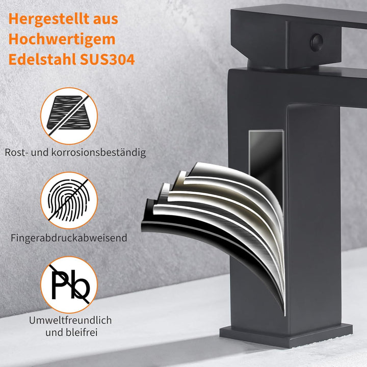 Wasserhahn Bad, BuntHaus Einhebel-Mischbatterie für Kaltes und Warmes Wasser für Waschbecken im Bade