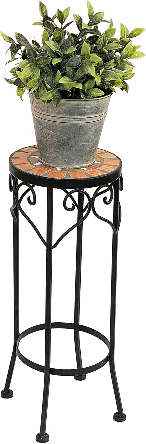DanDiBo Blumenhocker Mosaik Rund 46 cm Blumenständer 12011 Beistelltisch Pflanzenständer Mosaiktisch