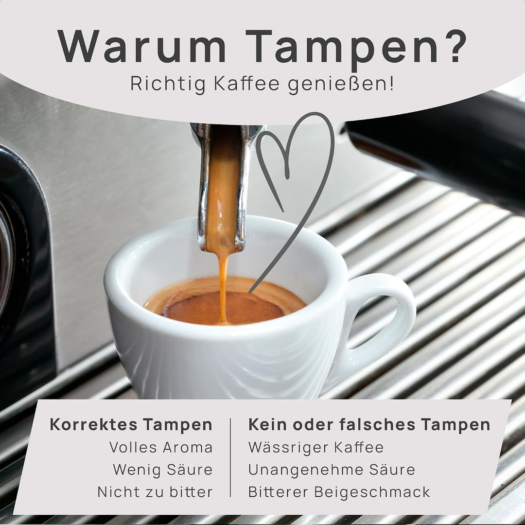 NATUMO Espresso Tamper 58mm, druckregulierend (15kg / 35lbs), Siebträger Zubehör, Kaffe Tamper Set m