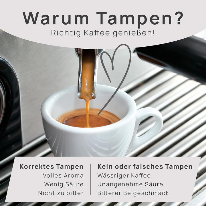 NATUMO Espresso Tamper 58mm, druckregulierend (15kg / 35lbs), Siebträger Zubehör, Kaffe Tamper Set m