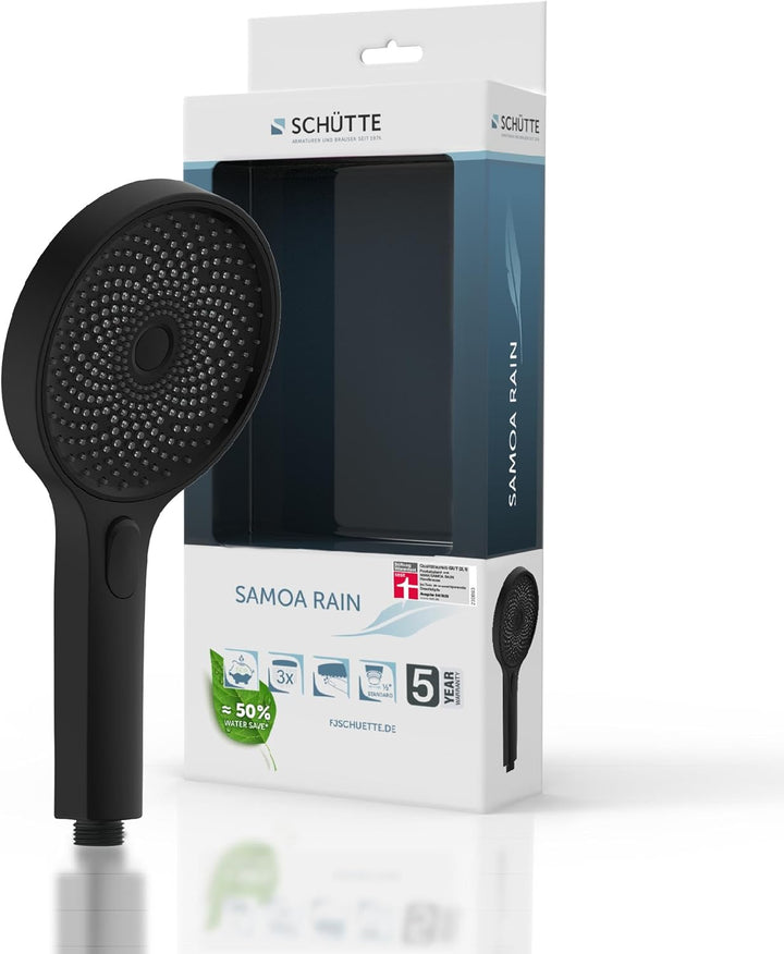 SCHÜTTE Handbrause SAMOA RAIN | Samtstrahl-Technologie | Duschkopf mit über 300 Düsen | 3 einstellba