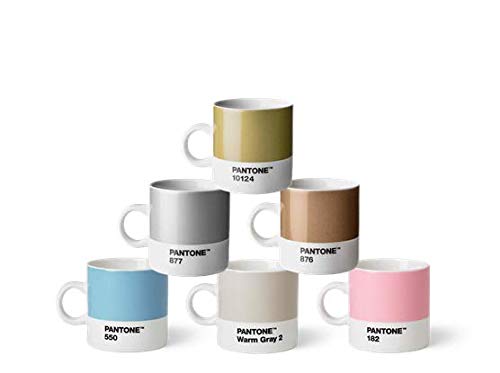 Pantone Porzellan Espressobecher 6er-Set, 6 Espressotassen à 120 ml, Coffee, mit Henkel, spülmaschin