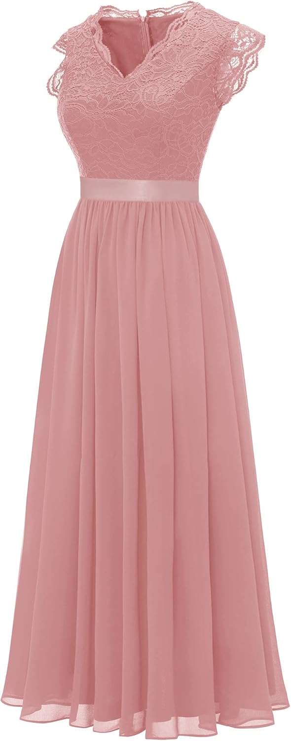 Dressystar Spitzen Cocktailkeid Elegant für Hochzeit Knielang Festlich Abendkleider Kurz XL Band_blu