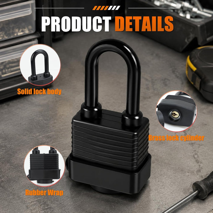 Vorhängeschloss Schloss Padlock Vorhangschloss | 6 Stück mit 18 Schlüssel Wetterfest Messing Gleichs