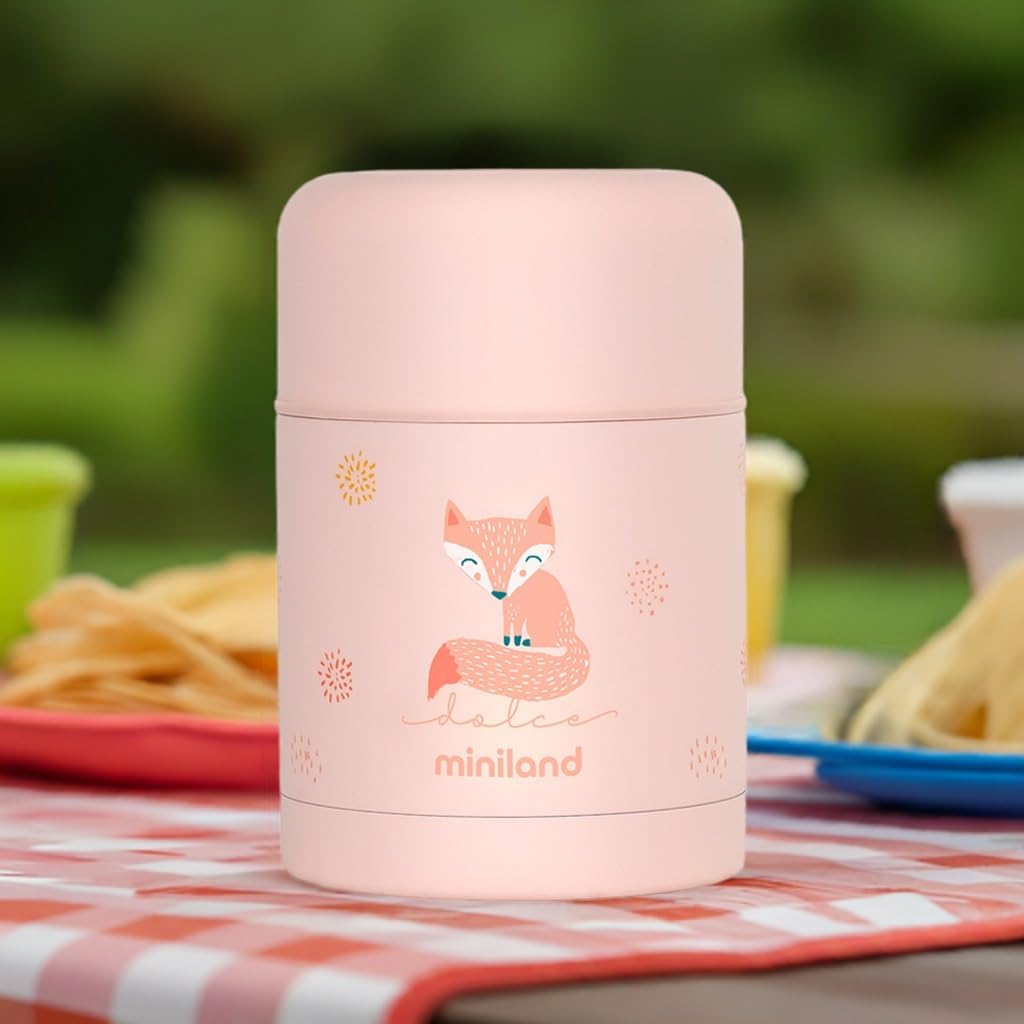 Miniland Food Thermy Candy, 600 ml Isolierbehälter, doppelte Stahl-Isolierschicht hält die Temperatu