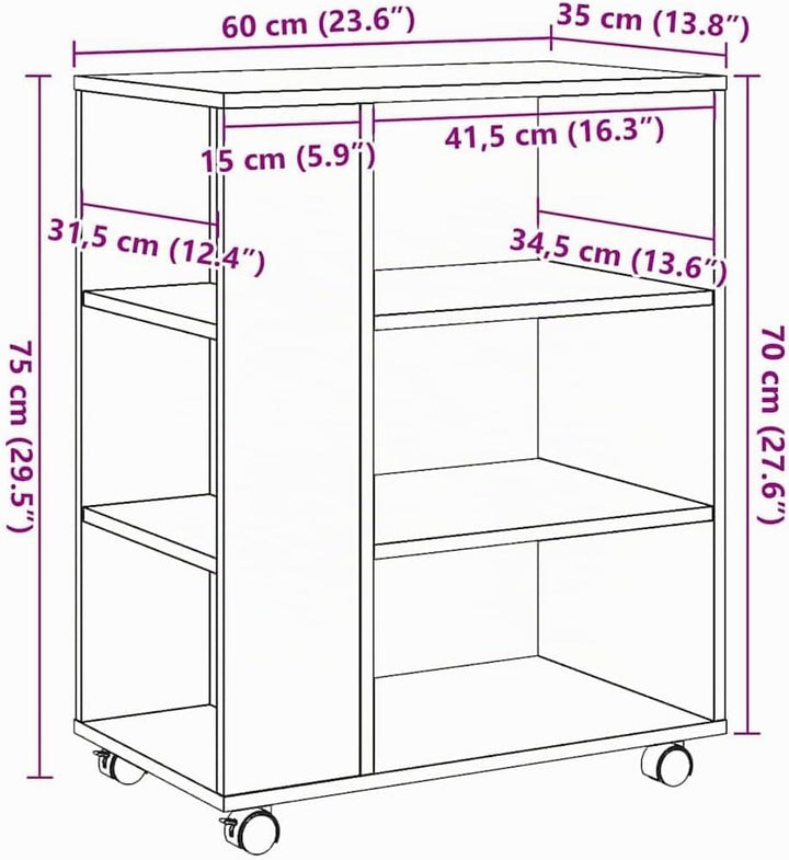 vidaXL Rollcontainer, Aktenschrank mit Stauraum, Rollschrank für Büro Arbeitszimmer, Bürocontainer B