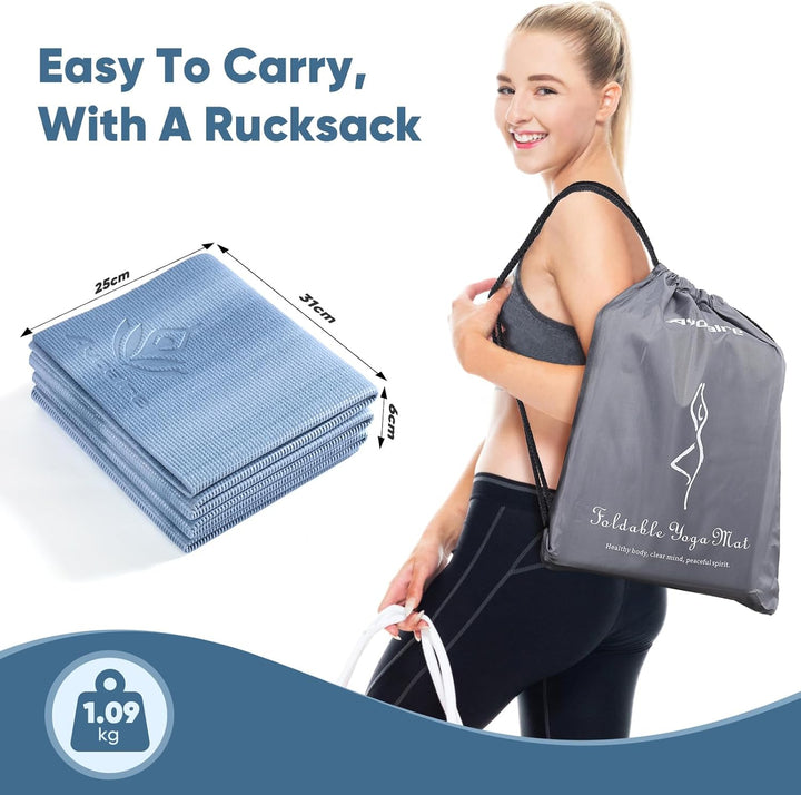 Avoalre Yogamatte faltbar, 173 x 61 cm, 5 mm – Handliche &amp; klappbare Yoga-Matte für Reise, Unterwegs