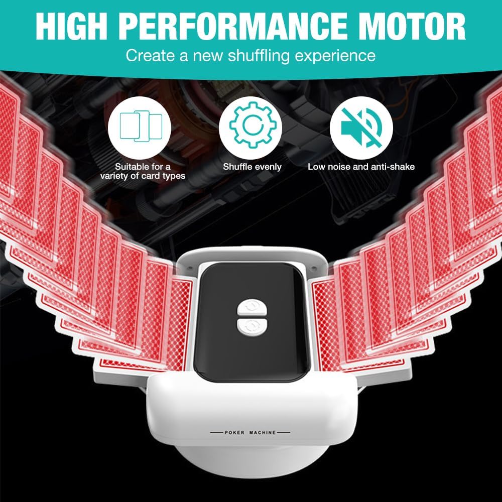 Kartenmischmaschine Elektrische, Automatischer Kartenmischer für 1-2 Deck, USB/Batteriebetriebener K