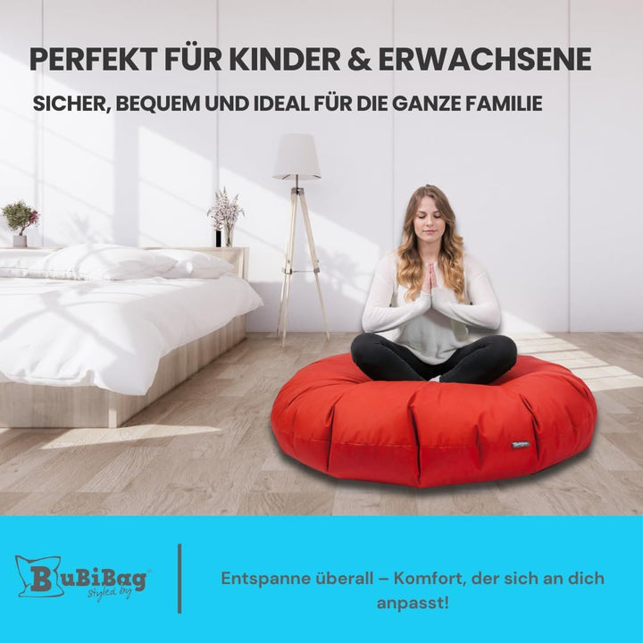 BuBiBag 2in1 Sitzsack L - XXL mit Füllung für Kinder & Erwachsene, Gaming Beanbag & Bodenkissen für