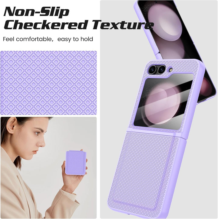 Doeshine for Samsung Galaxy Z Flip 5 Hülle mit Scharnierschutz & Displayschutzfolie, Rutschfester Te