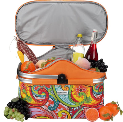 anndora Einkaufskorb 25 Liter Isolierkorb Picknick Kühlkorb - paisley orange Iso: Paisley