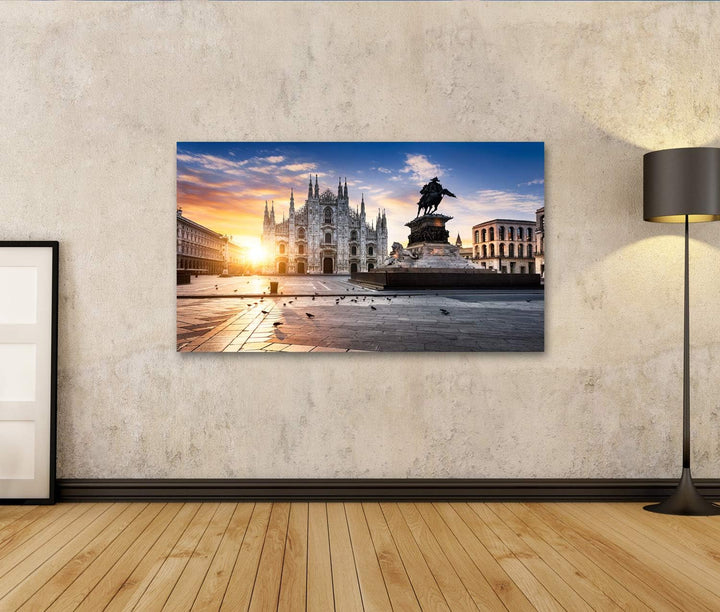 islandburner Bild auf Leinwand Milano Spirit Berühmter Duomo Sonnenaufgang Mailand Europa Bilder Wan