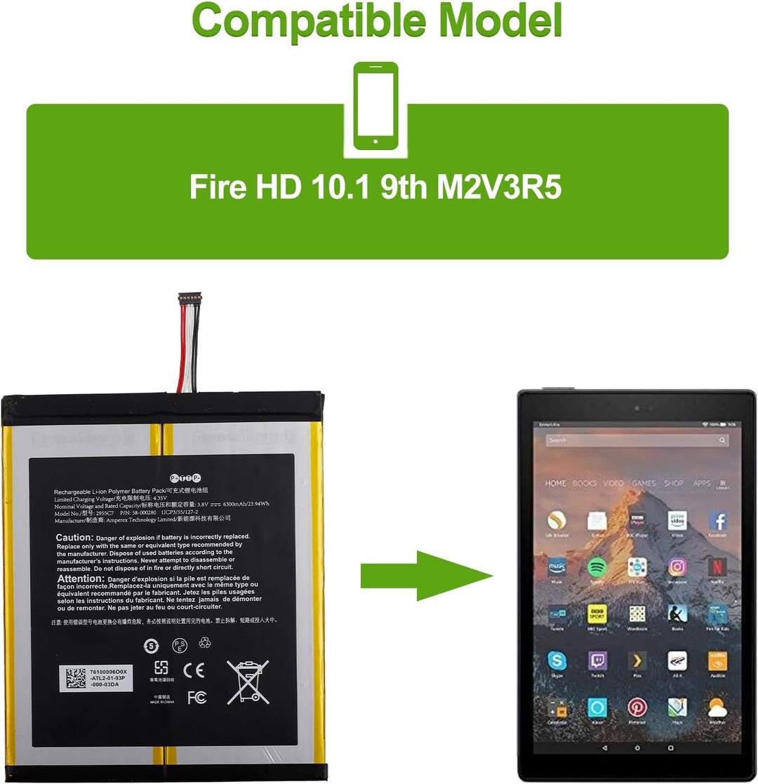 SwarKing Ersatz Akku Kompatibel mit HD 10.1 9th,M2V3R5,58-000280,2955C7 with Toolkit