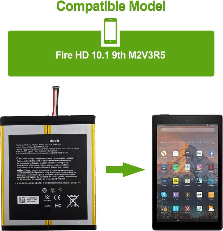 SwarKing Ersatz Akku Kompatibel mit HD 10.1 9th,M2V3R5,58-000280,2955C7 with Toolkit