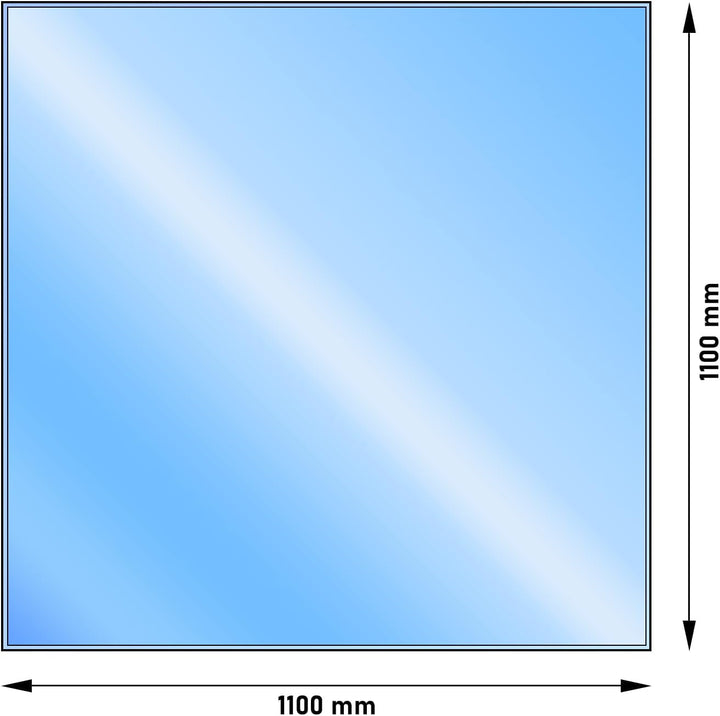 LANZZAS Bodenplatte Quadrat - 1100 x 1100 mm - Glasplatte | Funkenschutzplatte aus Glas Quadrat Glas
