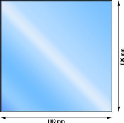 LANZZAS Bodenplatte Quadrat - 1100 x 1100 mm - Glasplatte | Funkenschutzplatte aus Glas Quadrat Glas