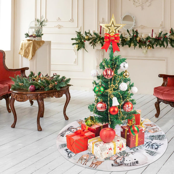 Weihnachtsbaum Rock, 120x120cm Schneemann Rentier Schneeflocken Baumrock Klassischer Weihnachtsbaum