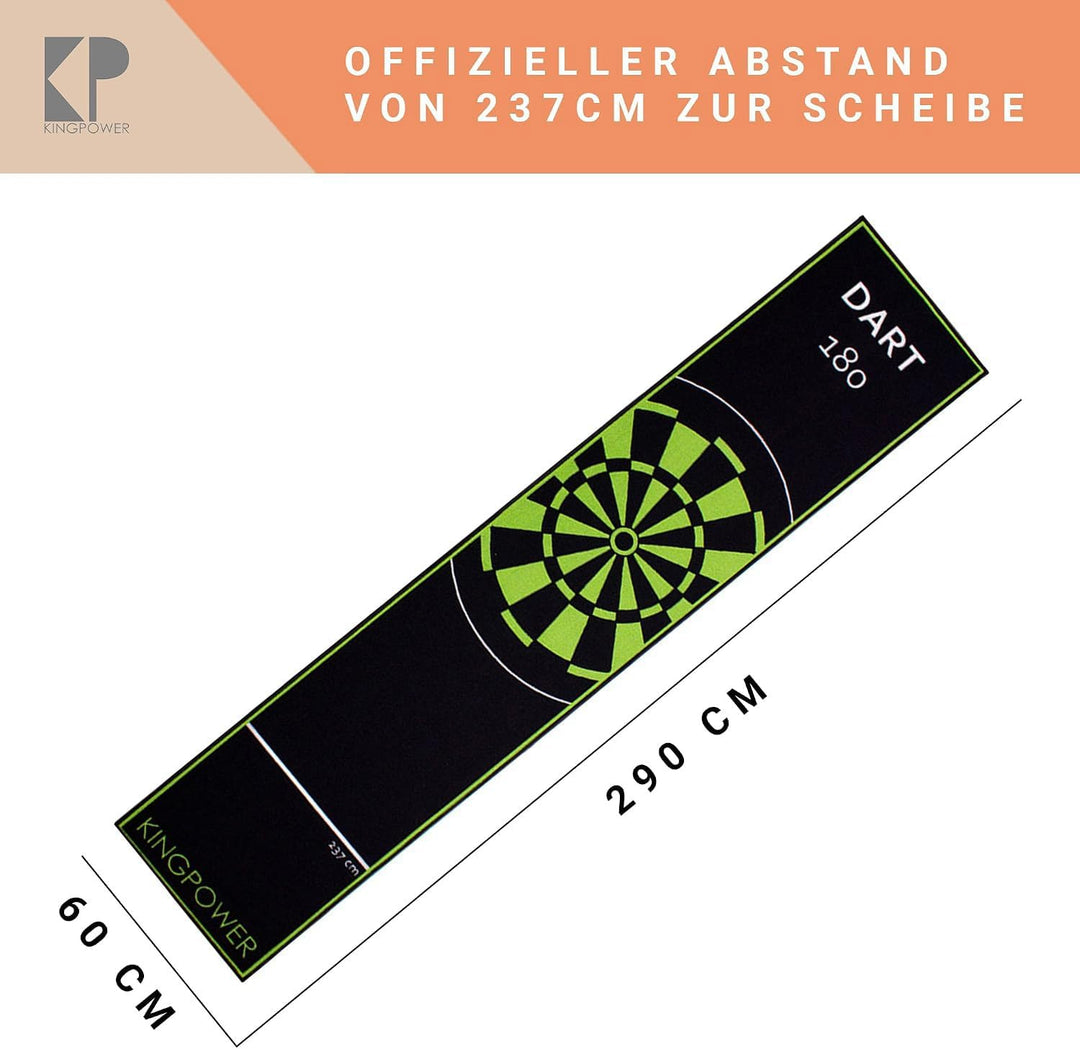 Kingpower Dartteppich mit Abwurflinie, Dart Zubehör mit Motiv, Dartmatte mit Oche, pflegeleichter Te
